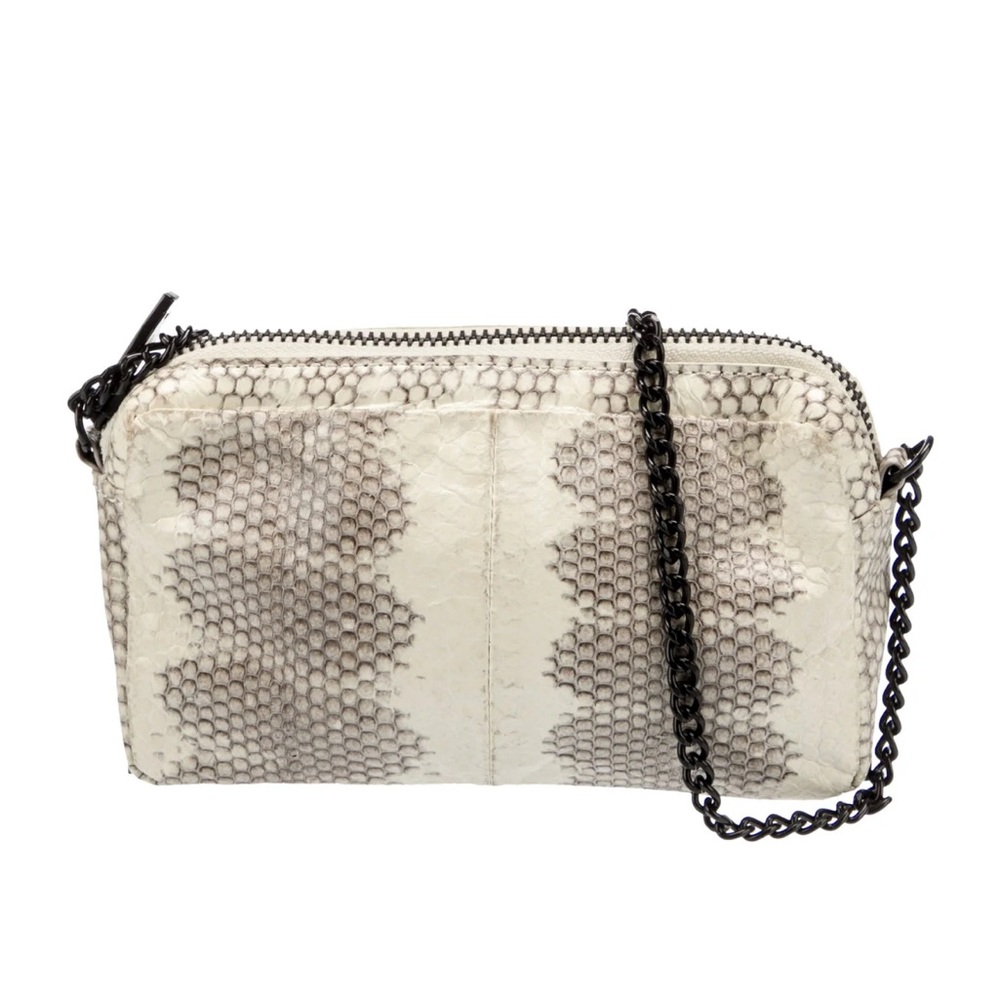 loeffler Randall Elegant Snake Print Chain crossbody white leather mini Bag BNWT